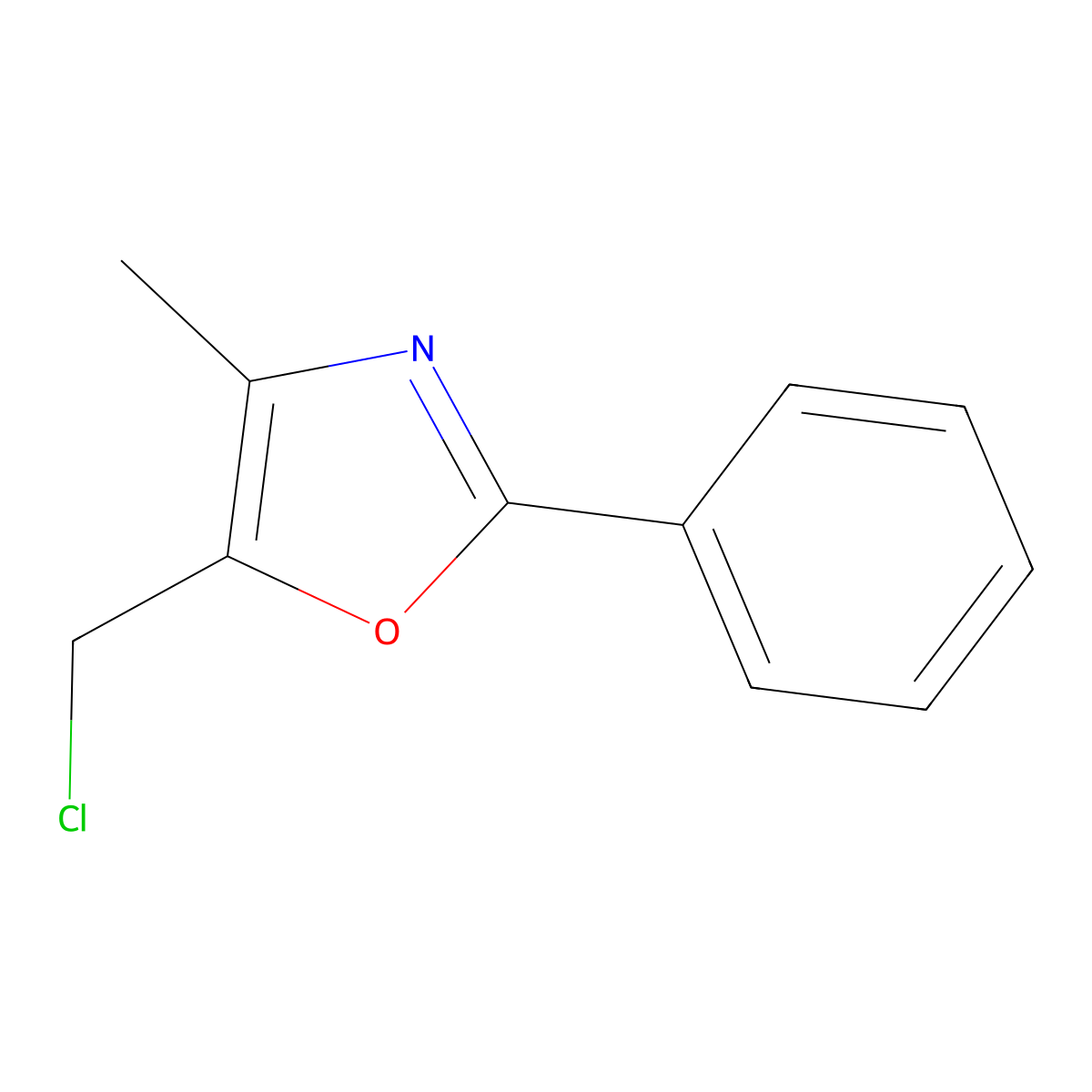 5-(Chloromethyl)-4-methyl-2-phenyl-1,3-oxazole molecular structure, CAS 625106-10-7