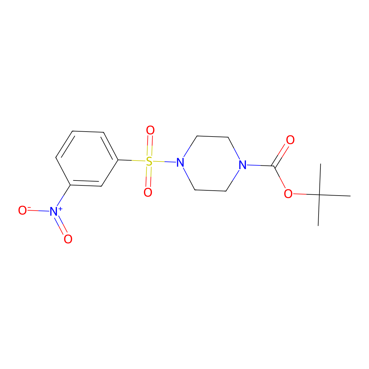 Tert-butyl 4-(3-nitrobenzenesulfonyl)piperazine-1-carboxylate molecular structure, CAS 625106-74-3