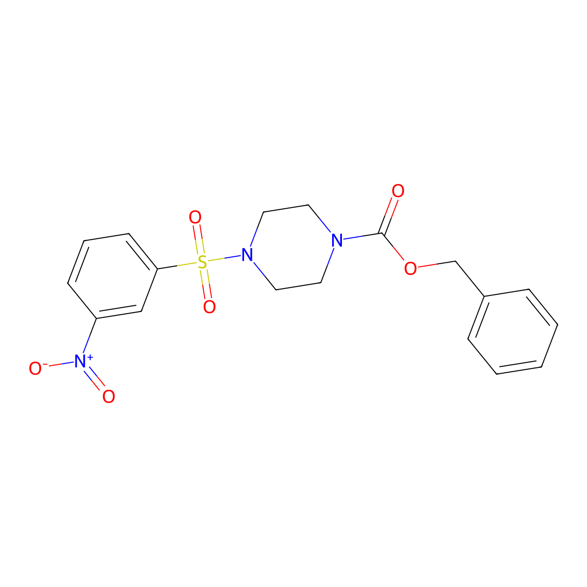 Benzyl 4-(3-nitrobenzenesulfonyl)piperazine-1-carboxylate molecular structure, CAS 625106-76-5