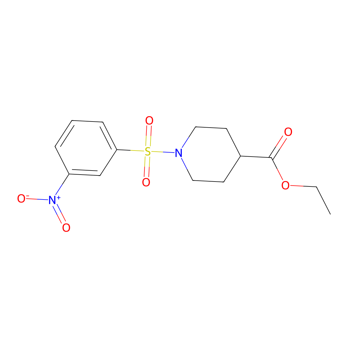 Ethyl 1-((3-nitrophenyl)sulfonyl)piperidine-4-carboxylate molecular structure, CAS 625106-78-7