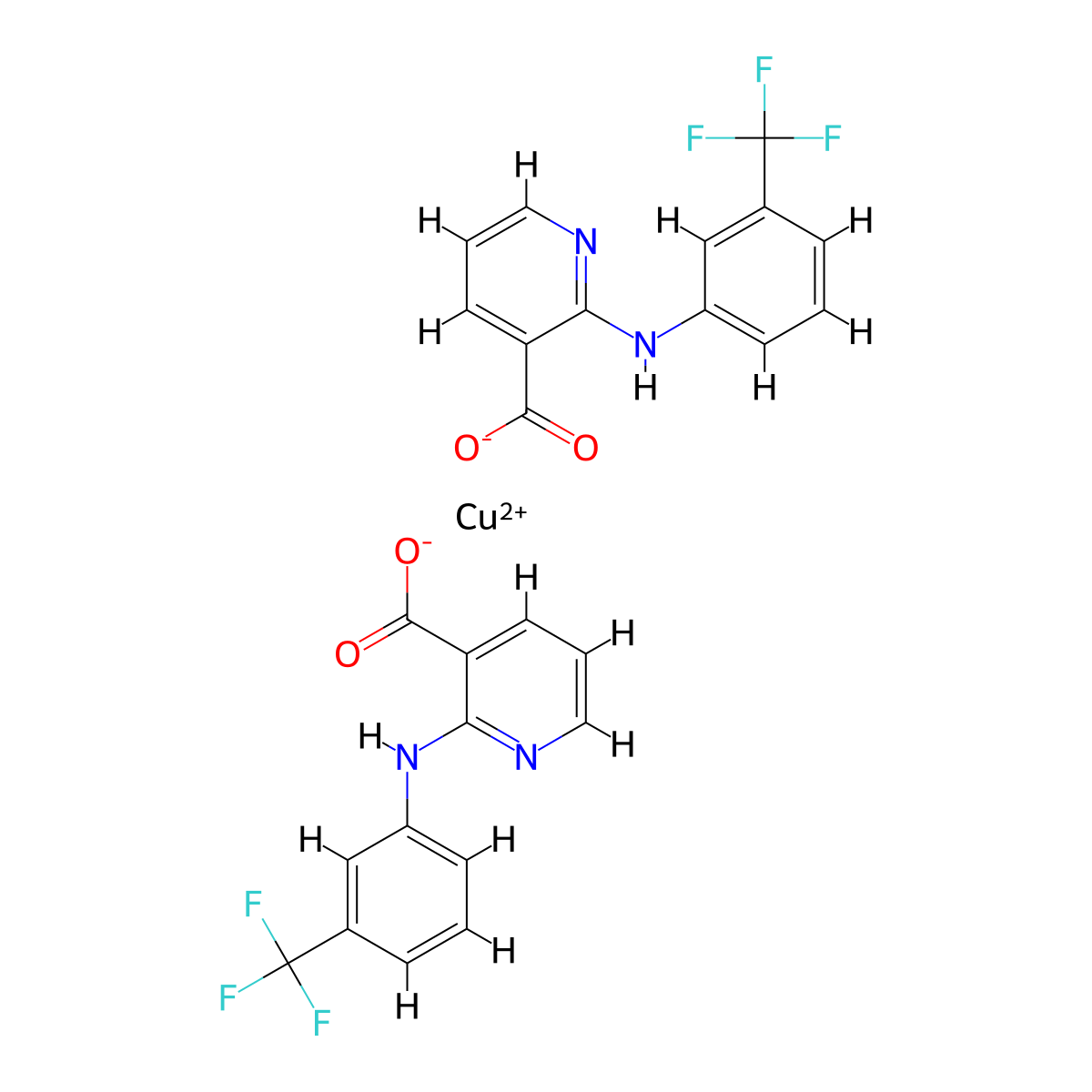 Copper(II) niflumate molecular structure, CAS 62511-77-7