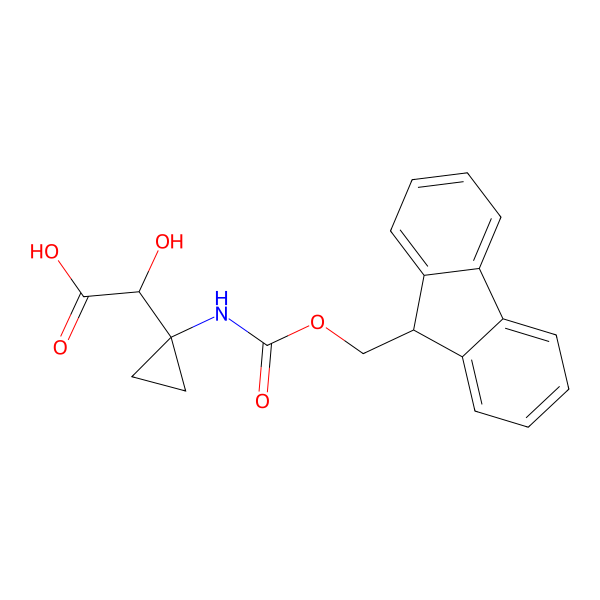 2-[1-({[(9H-fluoren-9-yl)methoxy]carbonyl}amino)cyclopropyl]-2-hydroxyacetic acid molecular structure, CAS 625122-67-0