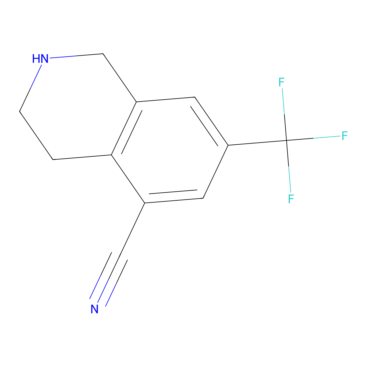 7-(Trifluoromethyl)-1,2,3,4-tetrahydroisoquinoline-5-carbonitrile molecular structure, CAS 625126-87-6