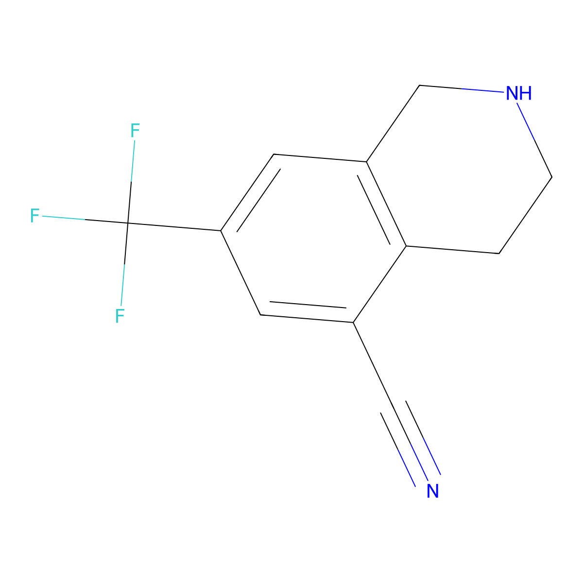 7-(Trifluoromethyl)-1,2,3,4-tetrahydroisoquinoline-5-carbonitrile molecular structure, CAS 625126-87-6