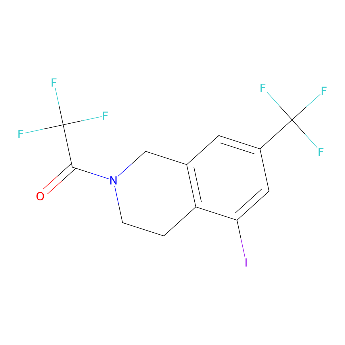 2,2,2-Trifluoro-1-(5-iodo-7-(trifluoromethyl)-3,4-dihydroisoquinolin-2(1H)-yl)ethanone molecular structure, CAS 625126-88-7