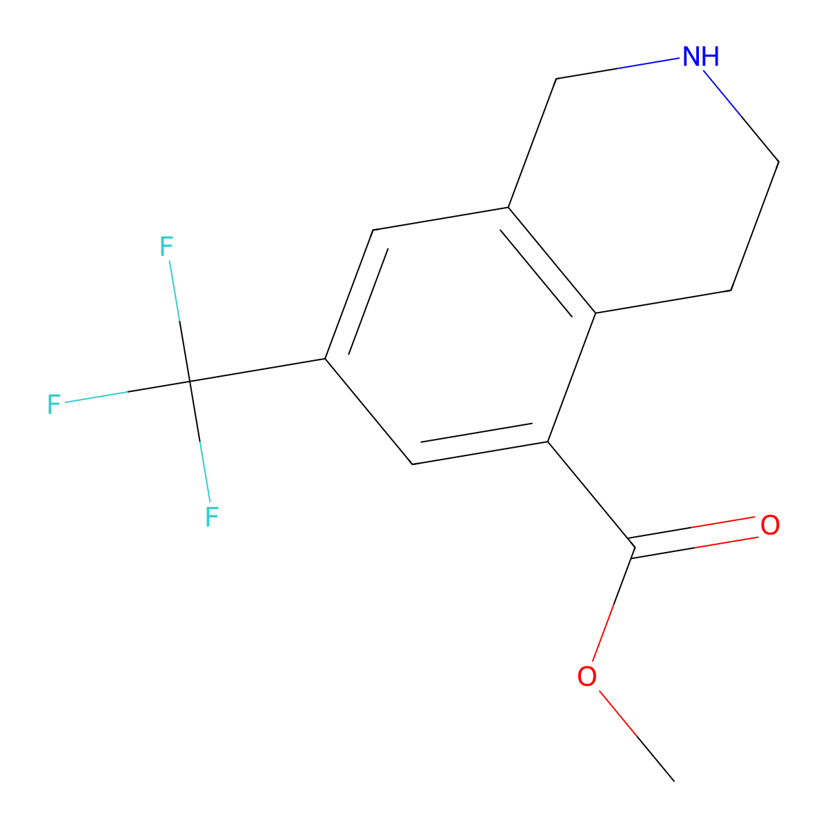 Methyl 7-(trifluoromethyl)-1,2,3,4-tetrahydroisoquinoline-5-carboxylate molecular structure, CAS 625128-74-7