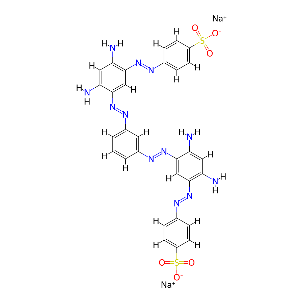 Disodium 4,4'-(1,3-phenylenebis(azo(4,6-diamino-3,1-phenylene)azo))bis(benzenesulphonate) molecular structure, CAS 6252-62-6