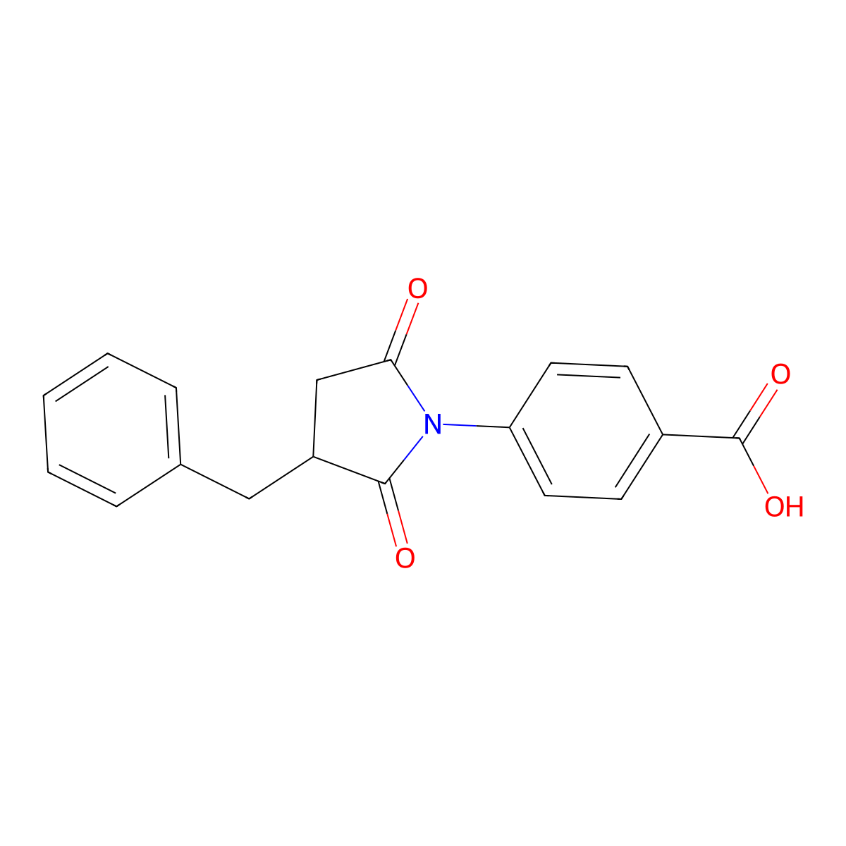 4-(3-Benzyl-2,5-dioxopyrrolidin-1-yl)benzoic acid molecular structure, CAS 6252-89-7