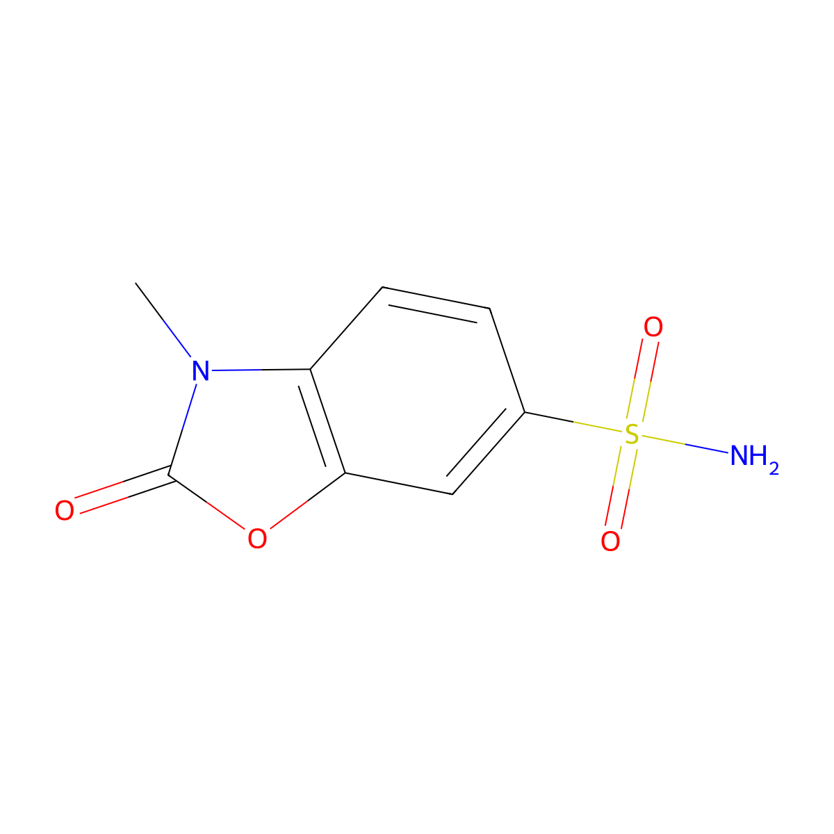 3-Methyl-2-oxo-2,3-dihydro-1,3-benzoxazole-6-sulfonamide molecular structure, CAS 62522-62-7
