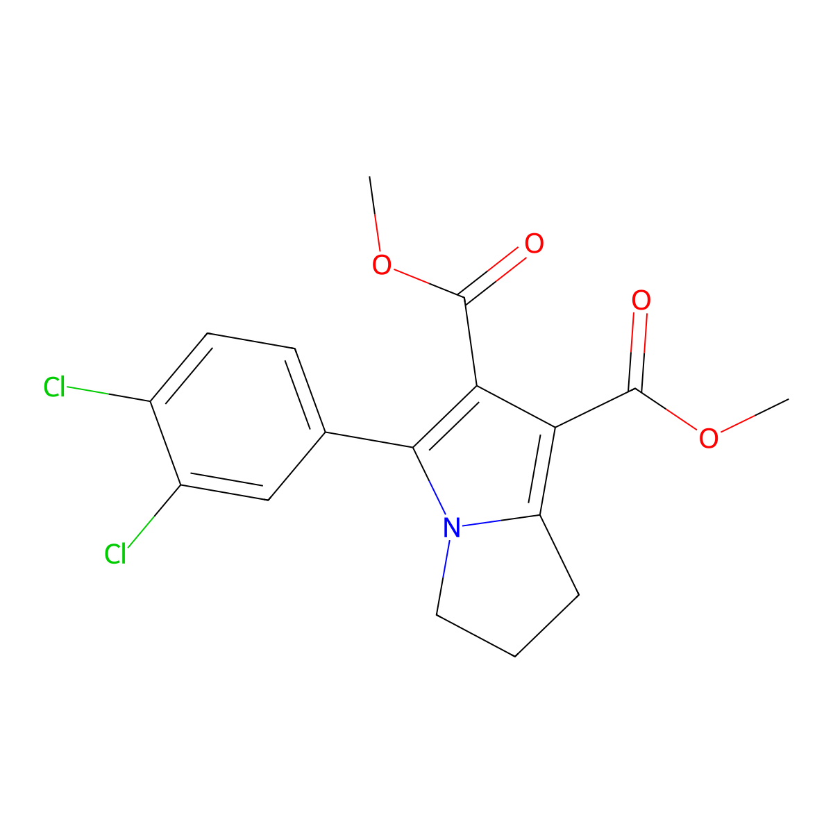 dimethyl 5-(3,4-dichlorophenyl)-2,3-dihydro-1H-pyrrolizine-6,7-dicarboxylate molecular structure, CAS 62522-87-6