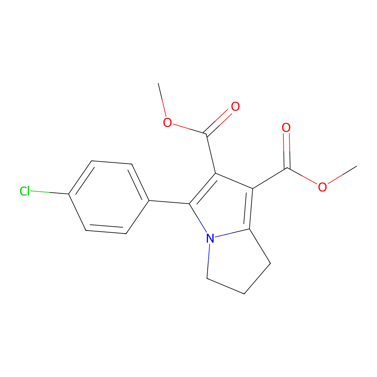 dimethyl 5-(4-chlorophenyl)-2,3-dihydro-1H-pyrrolizine-6,7-dicarboxylate molecular structure, CAS 62522-95-6