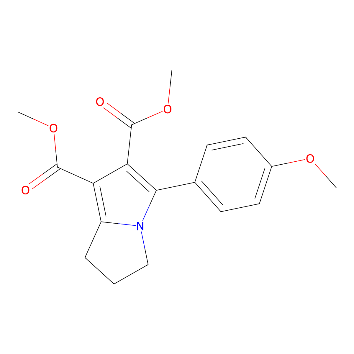 dimethyl 5-(4-methoxyphenyl)-2,3-dihydro-1H-pyrrolizine-6,7-dicarboxylate molecular structure, CAS 62522-96-7