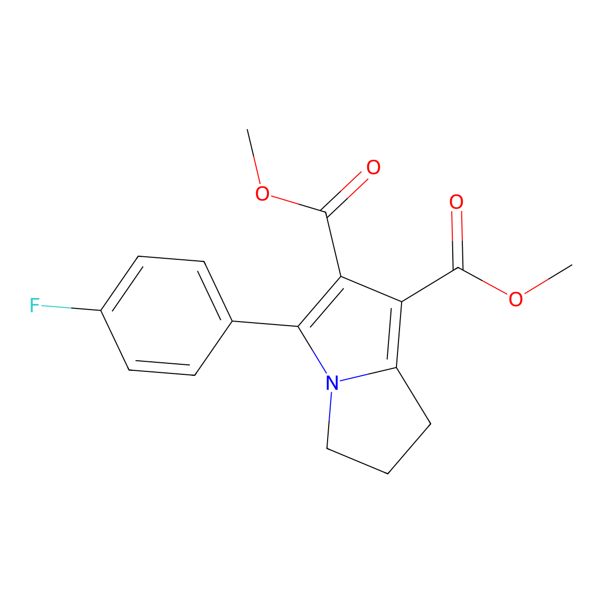 dimethyl 5-(4-fluorophenyl)-2,3-dihydro-1H-pyrrolizine-6,7-dicarboxylate molecular structure, CAS 62522-97-8