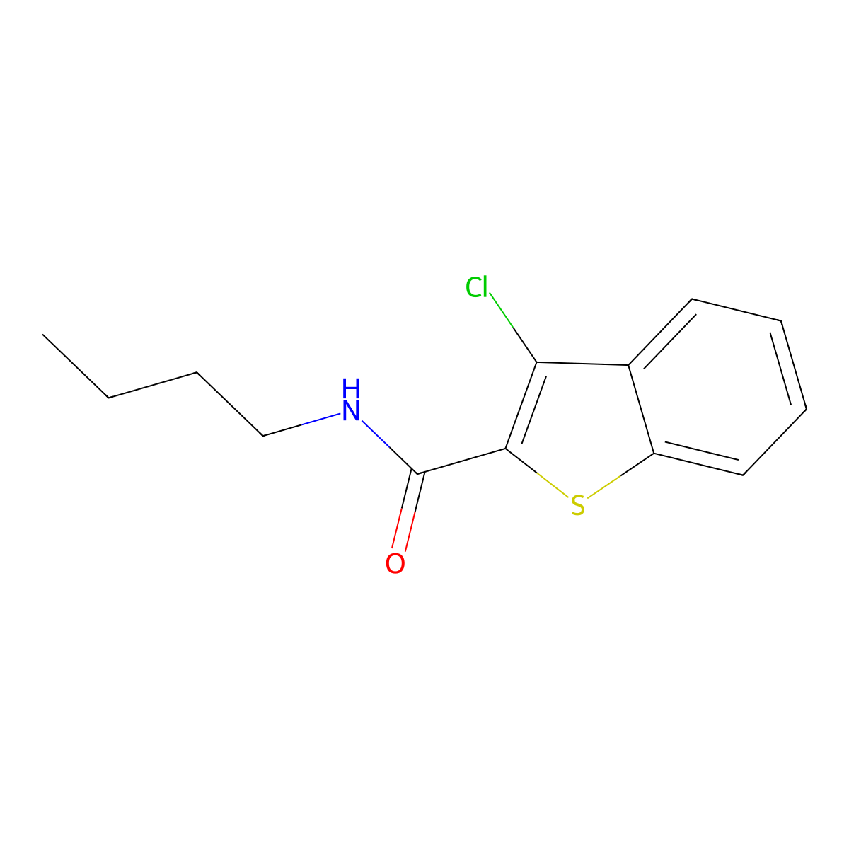 N-butyl-3-chloro-1-benzothiophene-2-carboxamide molecular structure, CAS 62524-15-6