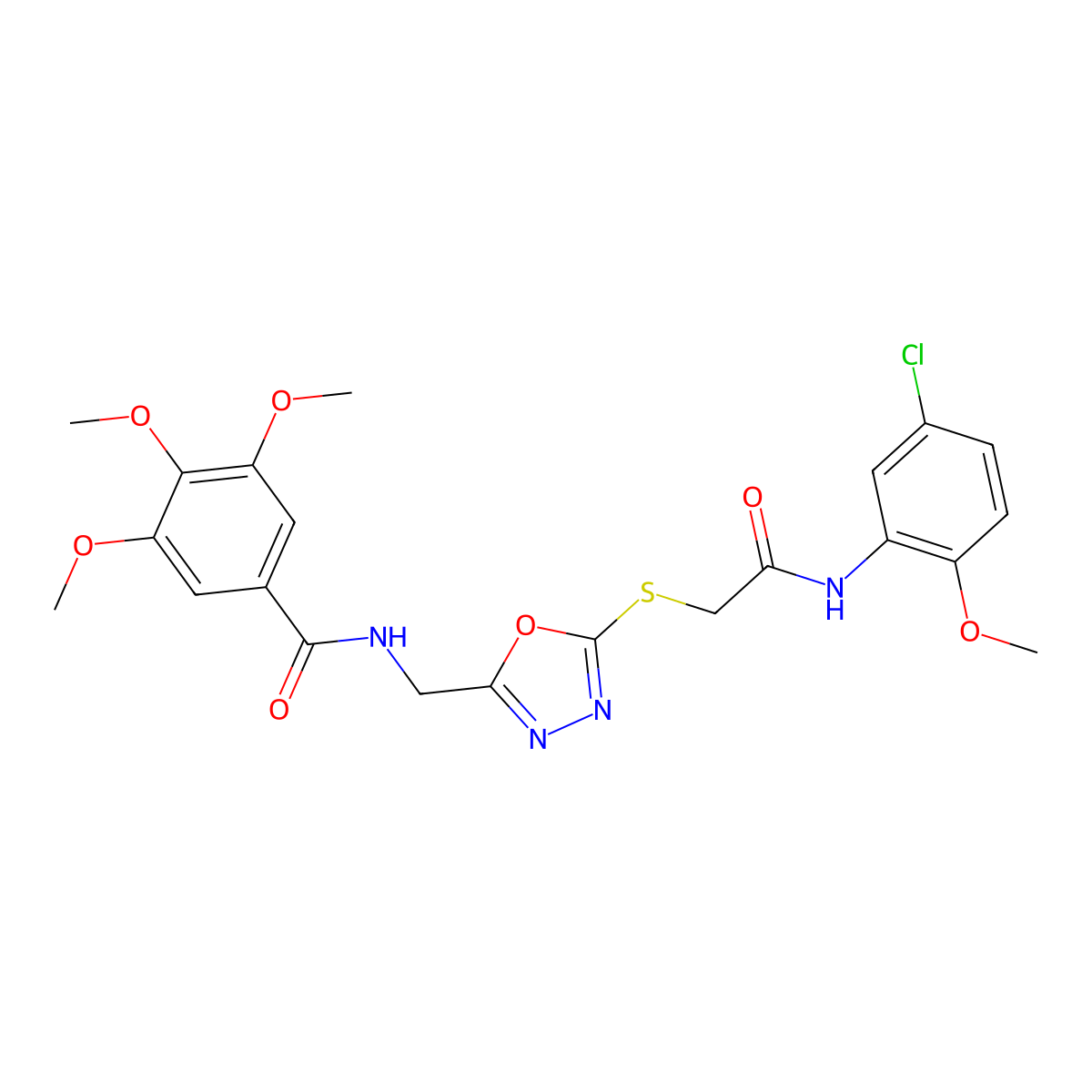 N-[[5-[2-(5-chloro-2-methoxyanilino)-2-oxoethyl]sulfanyl-1,3,4-oxadiazol-2-yl]methyl]-3,4,5-trimethoxybenzamide molecular structure, CAS 6253-32-3