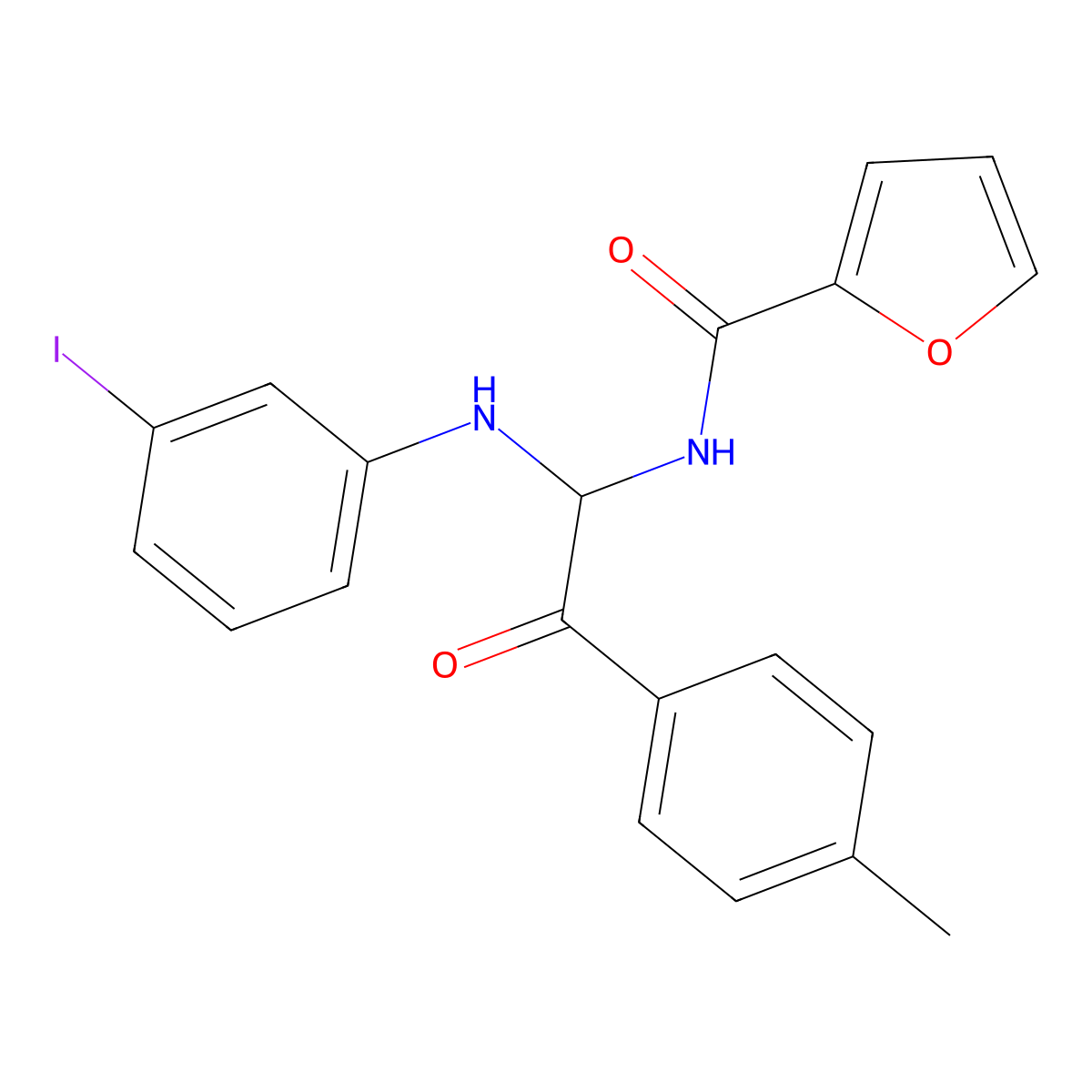 N-[1-(3-iodoanilino)-2-(4-methylphenyl)-2-oxoethyl]furan-2-carboxamide molecular structure, CAS 6253-63-0