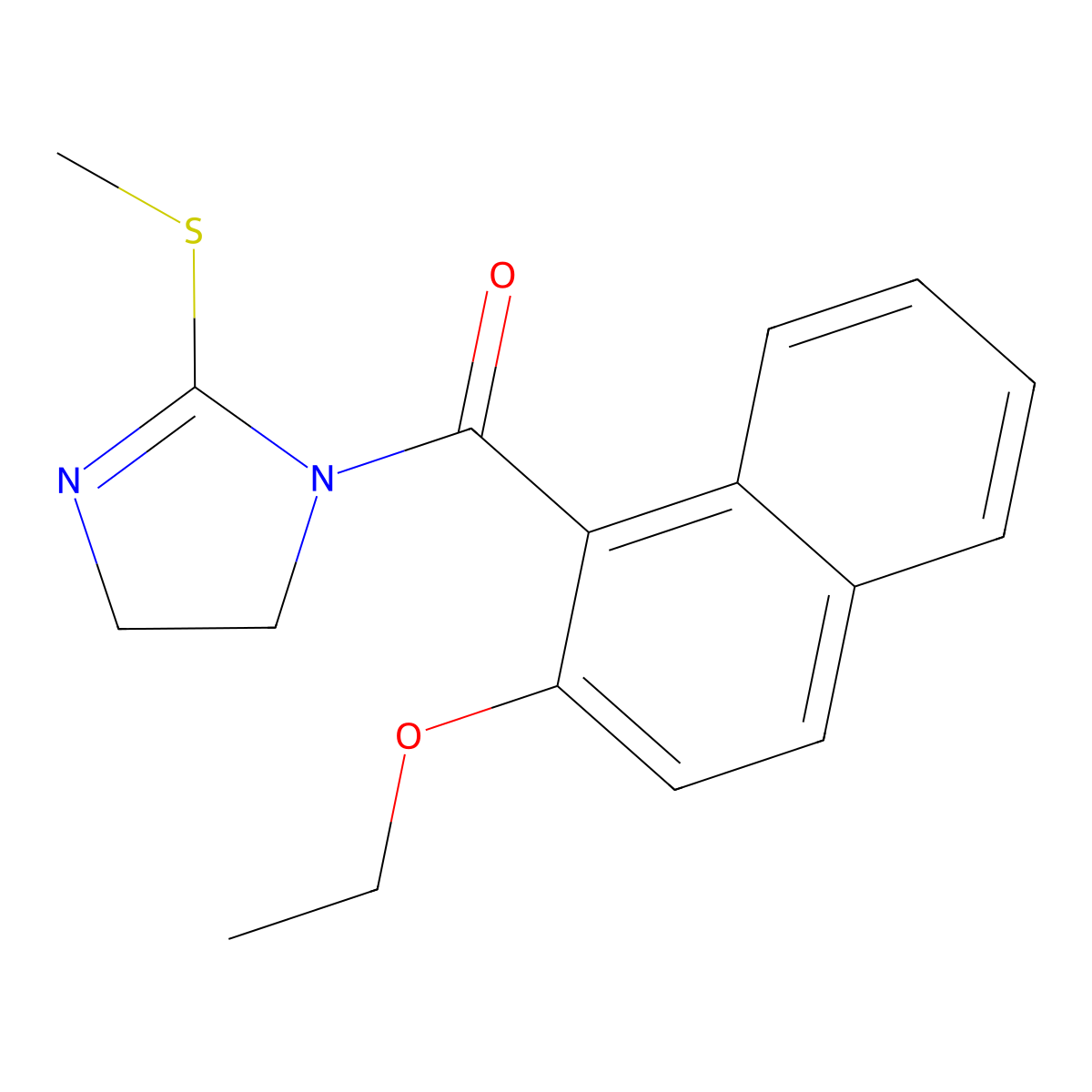(2-ethoxynaphthalen-1-yl)(2-(methylthio)-4,5-dihydro-1H-imidazol-1-yl)methanone molecular structure, CAS 6253-93-6