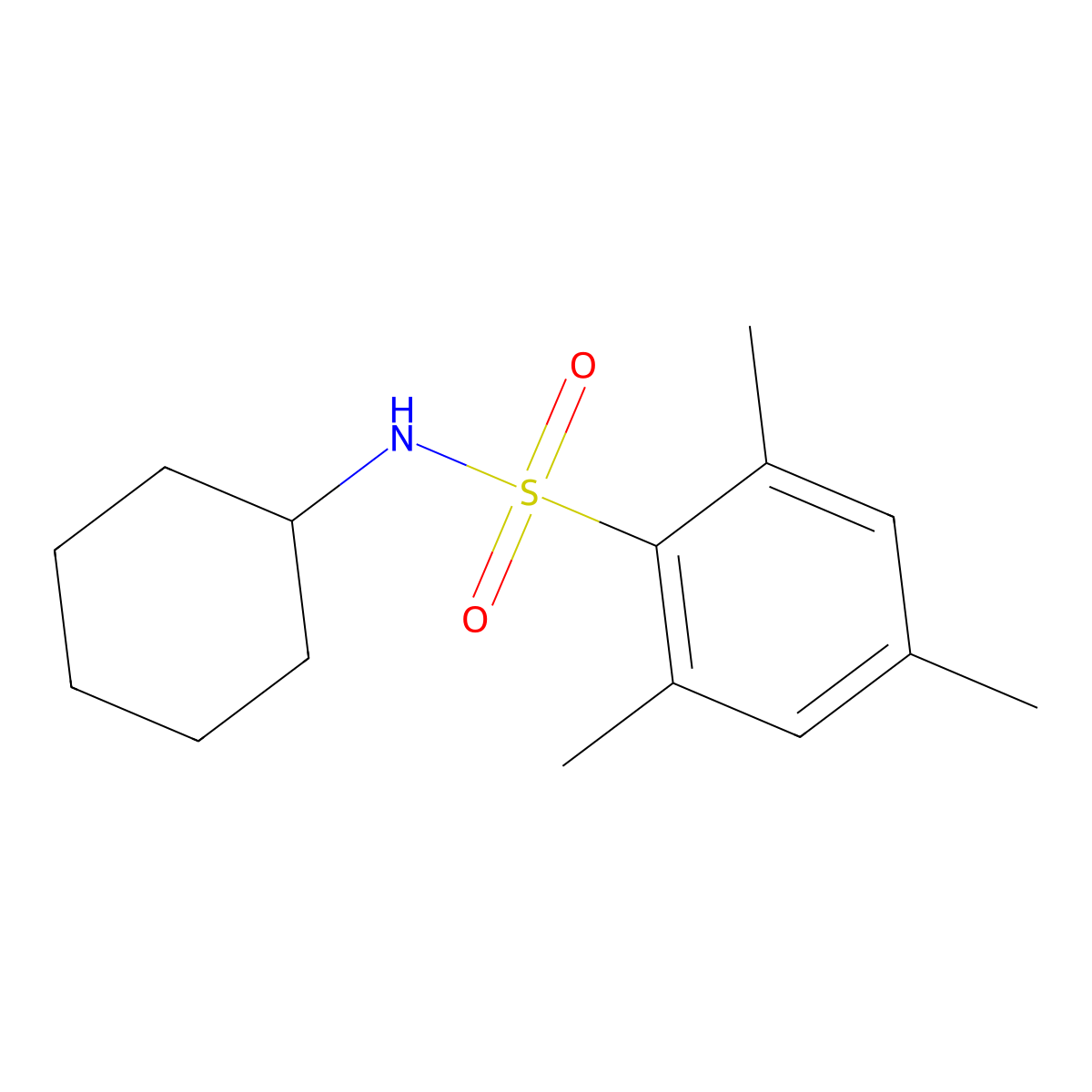 N-cyclohexyl-2,4,6-trimethylbenzenesulfonamide molecular structure, CAS 62533-28-2
