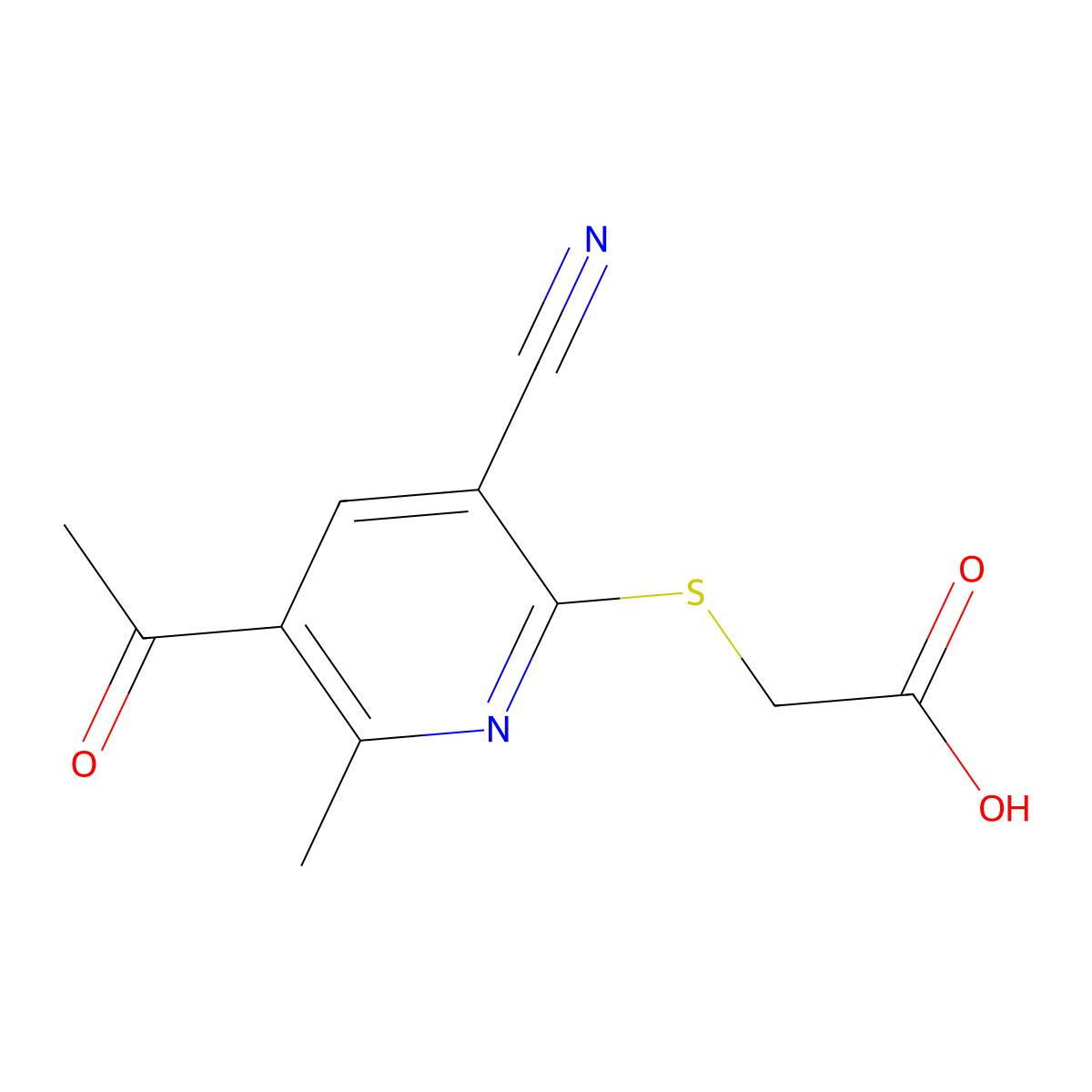 2-[(5-Acetyl-3-cyano-6-methylpyridin-2-yl)sulfanyl]acetic acid molecular structure, CAS 625366-55-4