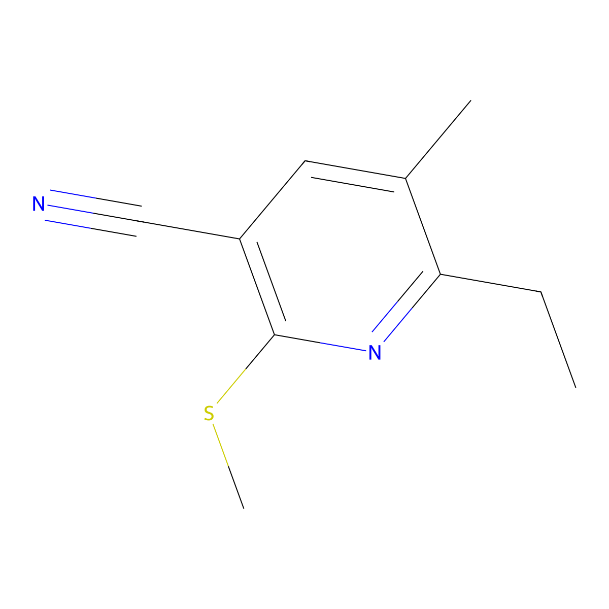 6-Ethyl-5-methyl-2-(methylsulfanyl)nicotinonitrile molecular structure, CAS 625369-12-2