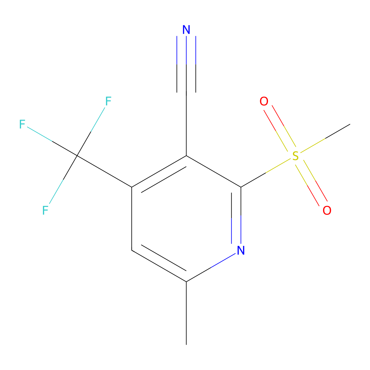 6-Methyl-2-(methylsulfonyl)-4-(trifluoromethyl)nicotinonitrile molecular structure, CAS 625369-31-5