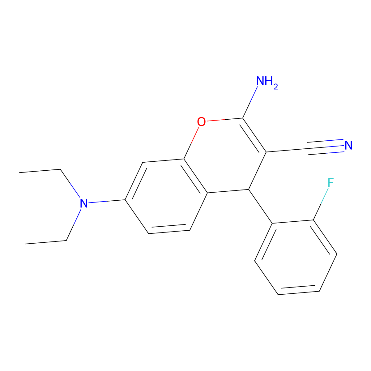 2-amino-7-(diethylamino)-4-(2-fluorophenyl)-4H-chromene-3-carbonitrile molecular structure, CAS 625369-33-7