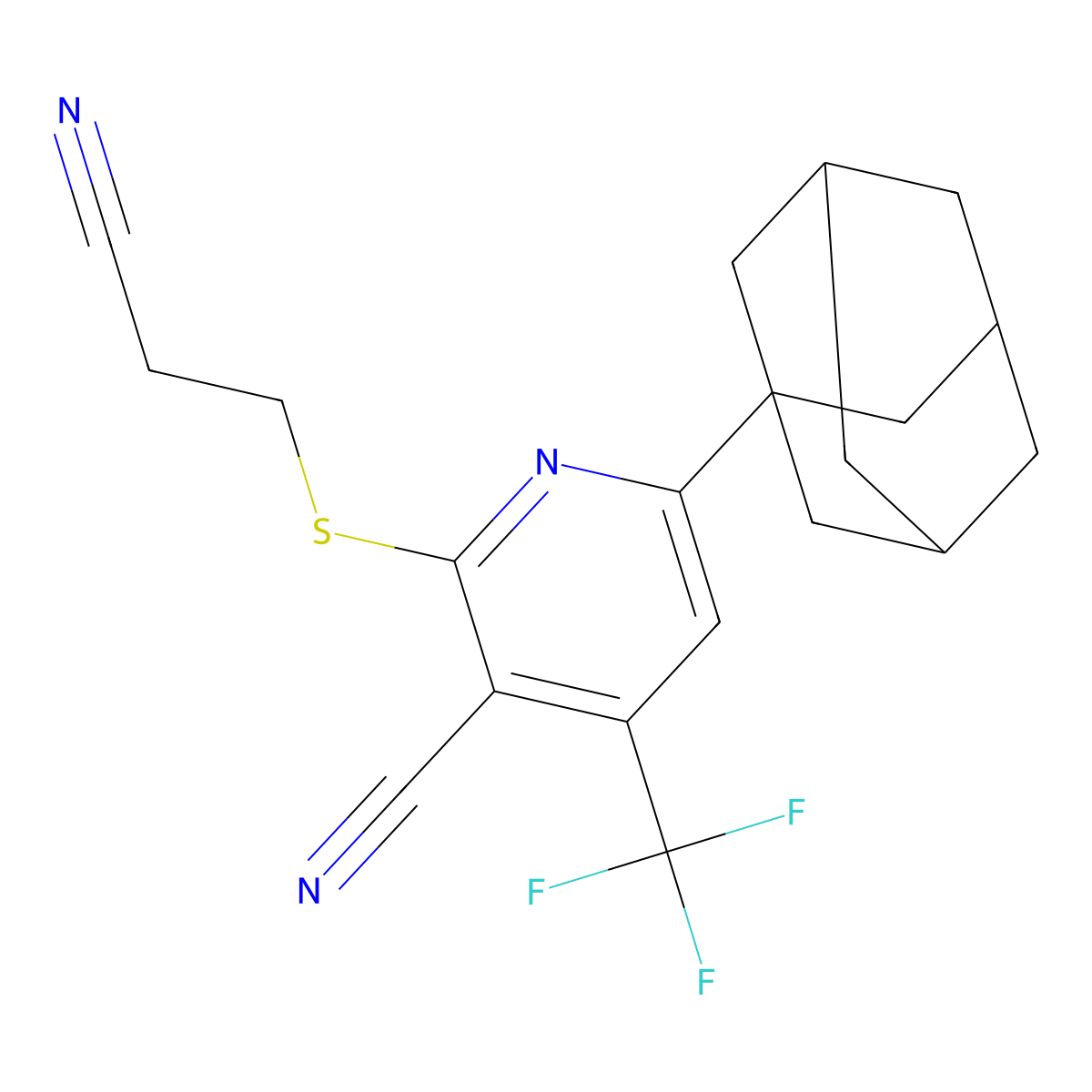 6-(1-Adamantyl)-2-[(2-cyanoethyl)sulfanyl]-4-(trifluoromethyl)nicotinonitrile molecular structure, CAS 625369-56-4