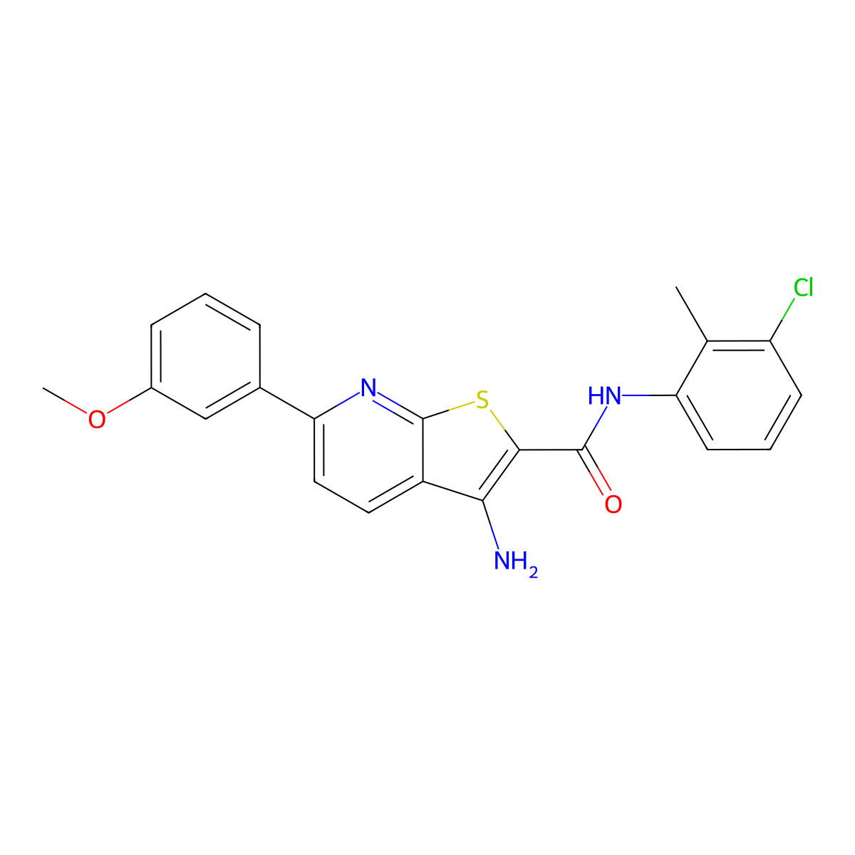3-amino-N-(3-chloro-2-methylphenyl)-6-(3-methoxyphenyl)thieno[2,3-b]pyridine-2-carboxamide molecular structure, CAS 625369-57-5