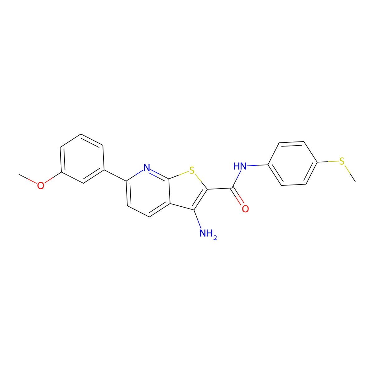 3-amino-6-(3-methoxyphenyl)-N-(4-methylsulfanylphenyl)thieno[2,3-b]pyridine-2-carboxamide molecular structure, CAS 625369-59-7
