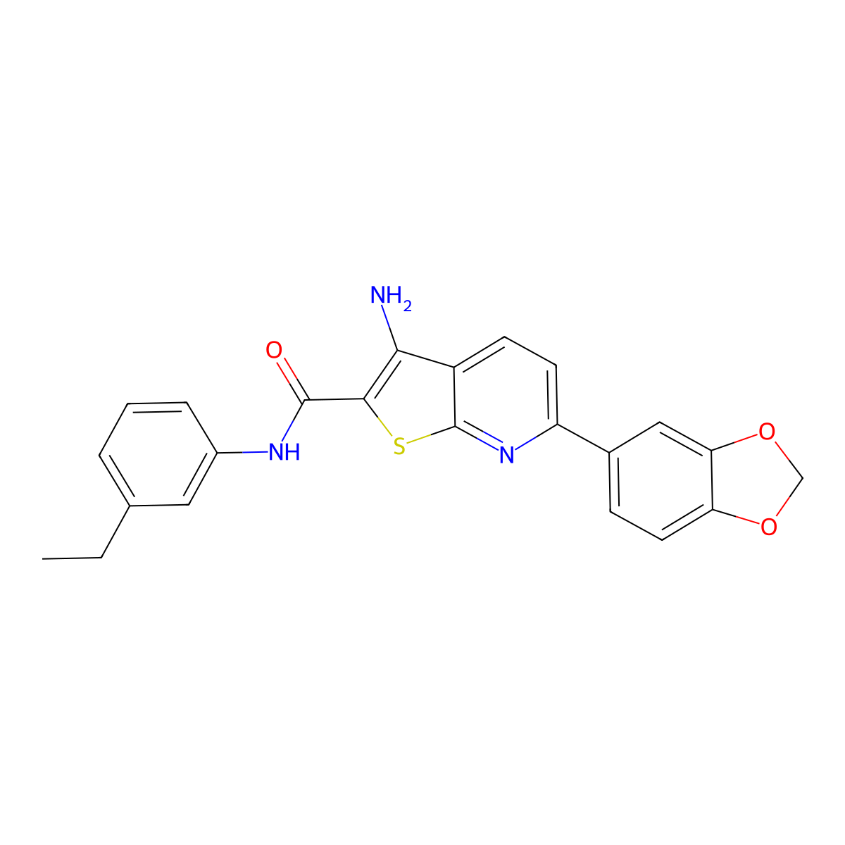3-amino-6-(1,3-benzodioxol-5-yl)-N-(3-ethylphenyl)thieno[2,3-b]pyridine-2-carboxamide molecular structure, CAS 625369-66-6