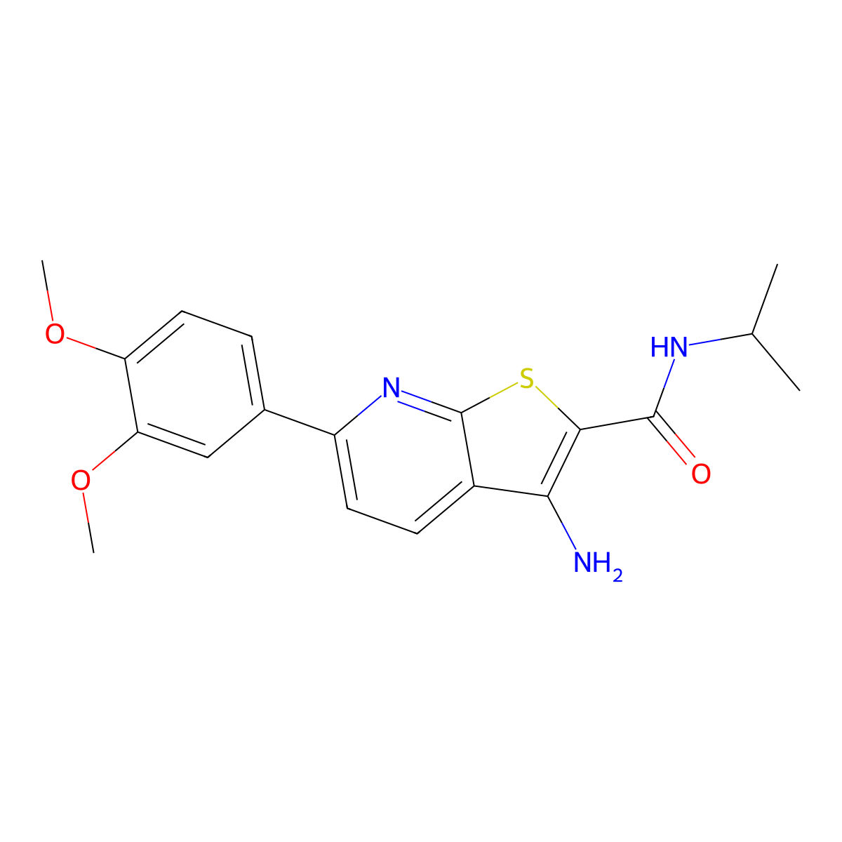 3-amino-6-(3,4-dimethoxyphenyl)-N-propan-2-ylthieno[2,3-b]pyridine-2-carboxamide molecular structure, CAS 625369-94-0