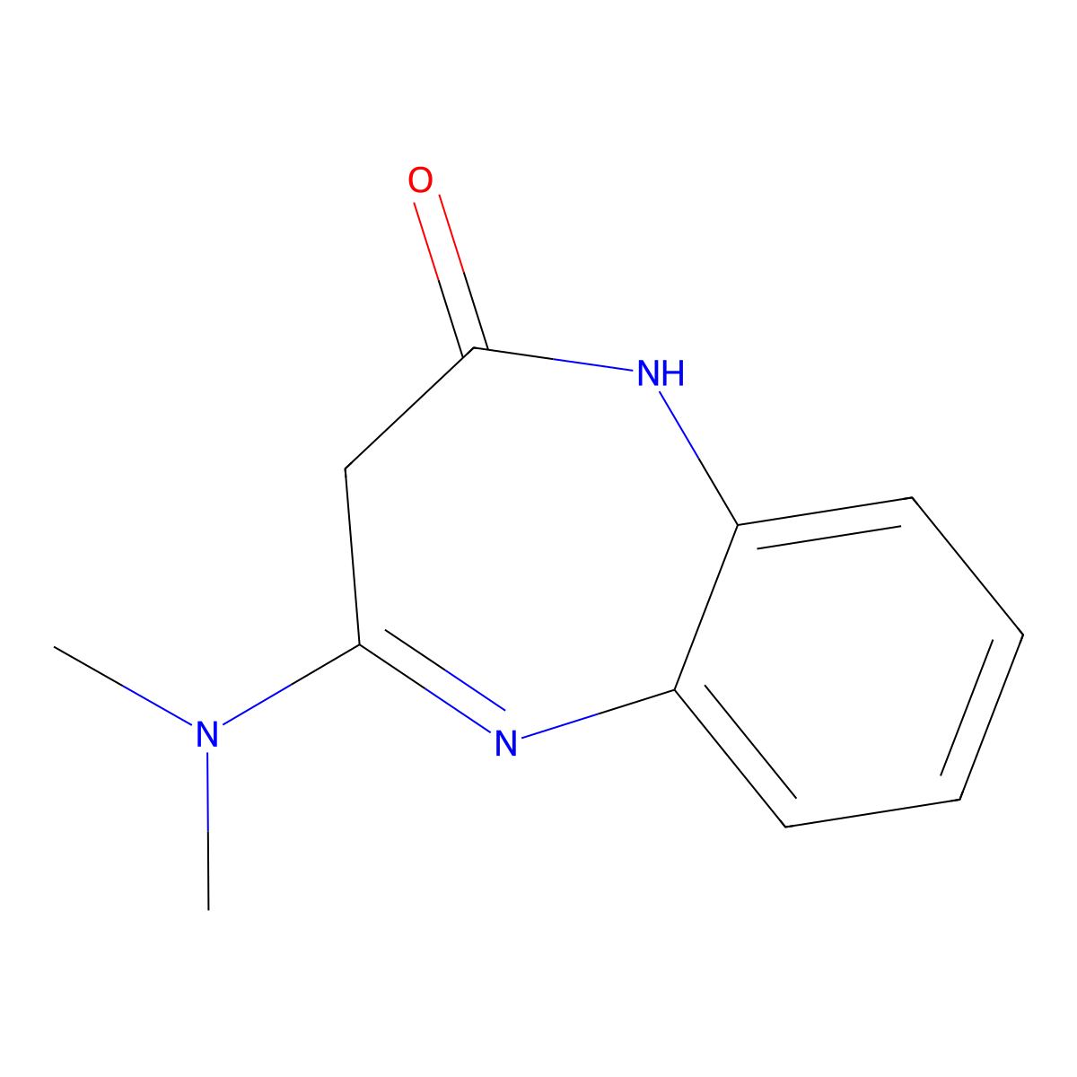 2H-1,5-Benzodiazepin-2-one, 1,3-dihydro-4-(dimethylamino)- molecular structure, CAS 62537-60-4