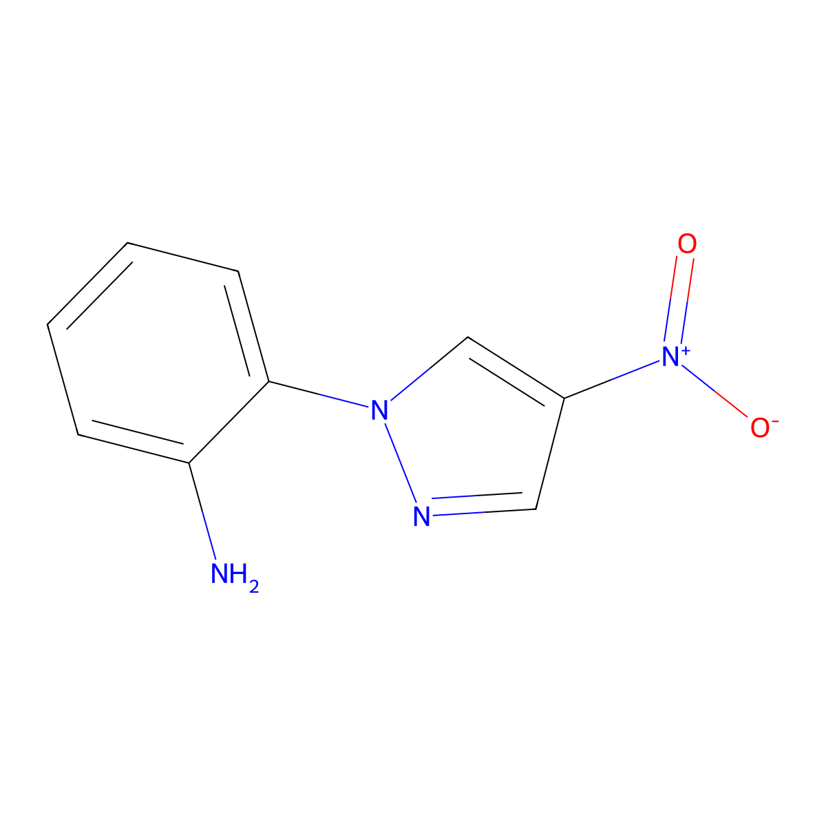 2-(4-nitro-1H-pyrazol-1-yl)aniline molecular structure, CAS 62537-74-0