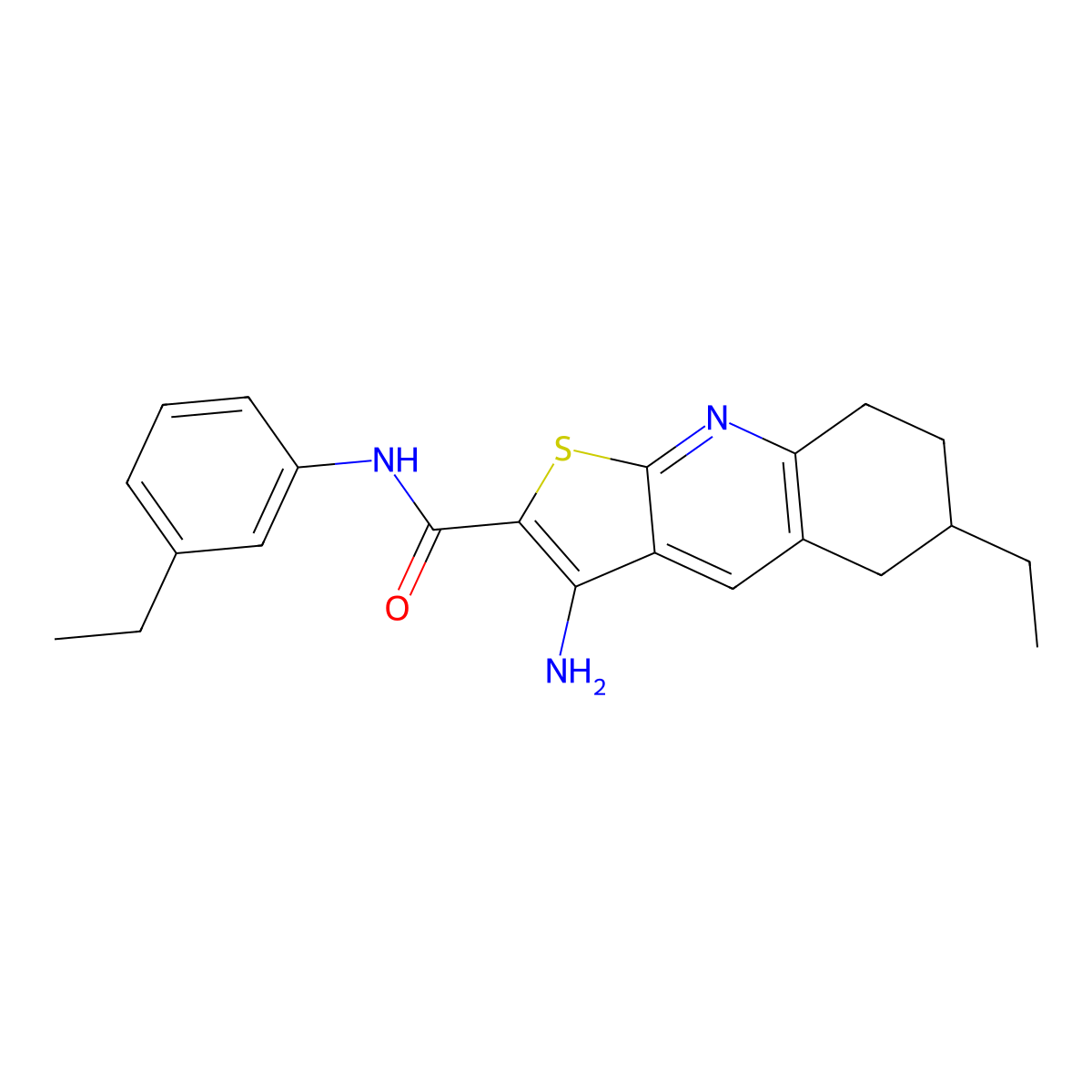 3-amino-6-ethyl-N-(3-ethylphenyl)-5,6,7,8-tetrahydrothieno[2,3-b]quinoline-2-carboxamide molecular structure, CAS 625370-17-4