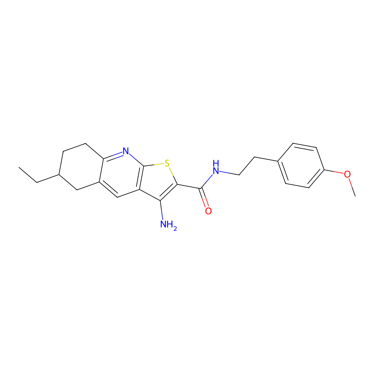 3-amino-6-ethyl-N-[2-(4-methoxyphenyl)ethyl]-5,6,7,8-tetrahydrothieno[2,3-b]quinoline-2-carboxamide molecular structure, CAS 625370-18-5