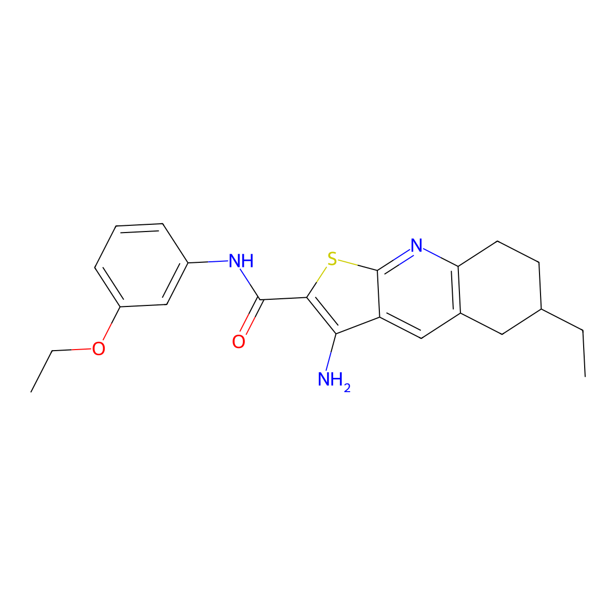 3-amino-N-(3-ethoxyphenyl)-6-ethyl-5,6,7,8-tetrahydrothieno[2,3-b]quinoline-2-carboxamide molecular structure, CAS 625370-19-6