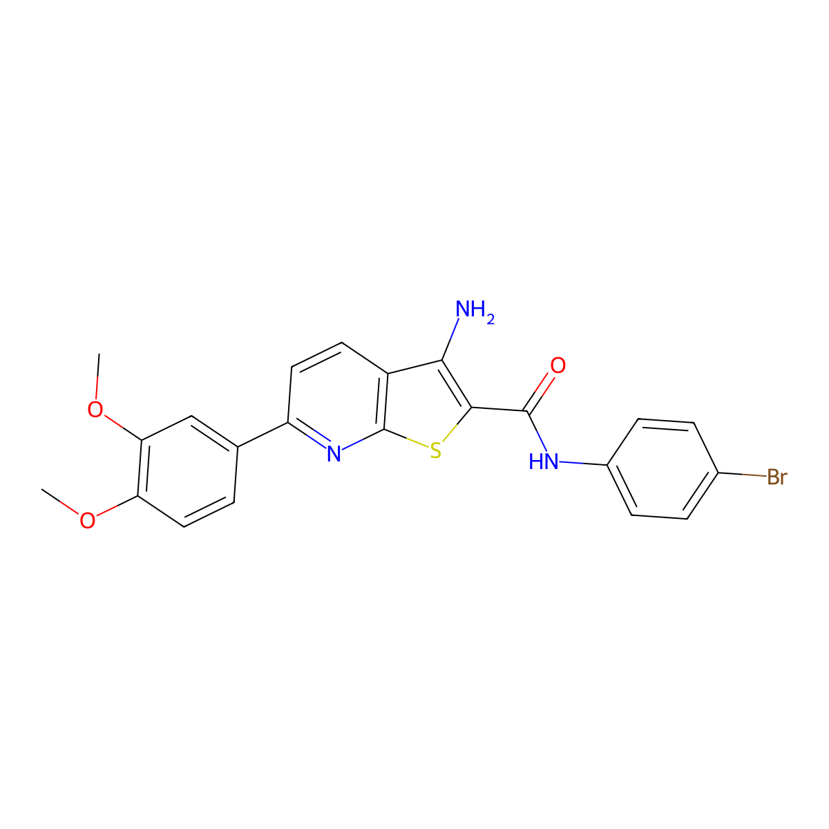 3-amino-N-(4-bromophenyl)-6-(3,4-dimethoxyphenyl)thieno[2,3-b]pyridine-2-carboxamide molecular structure, CAS 625370-30-1