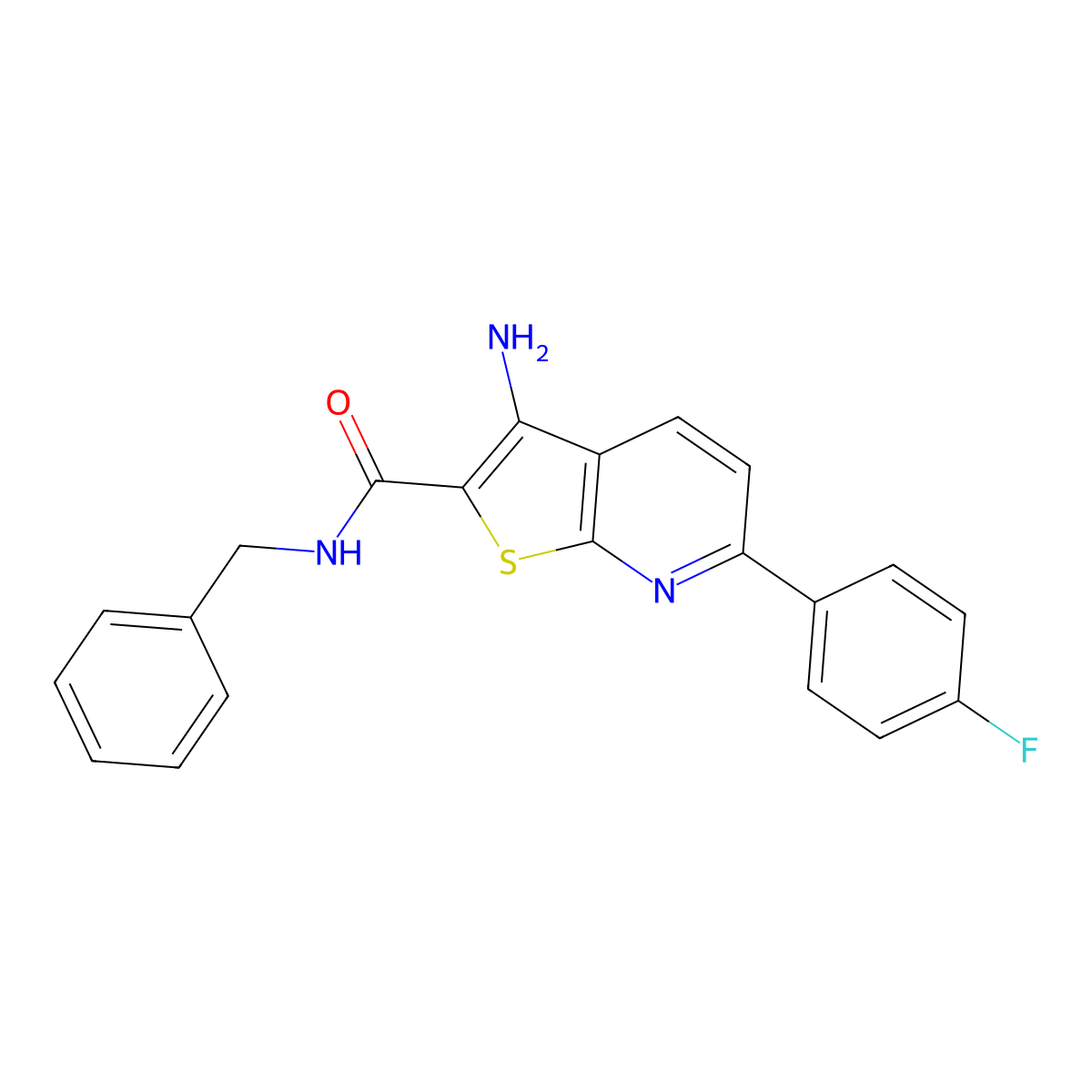 3-amino-N-benzyl-6-(4-fluorophenyl)thieno[2,3-b]pyridine-2-carboxamide molecular structure, CAS 625370-32-3