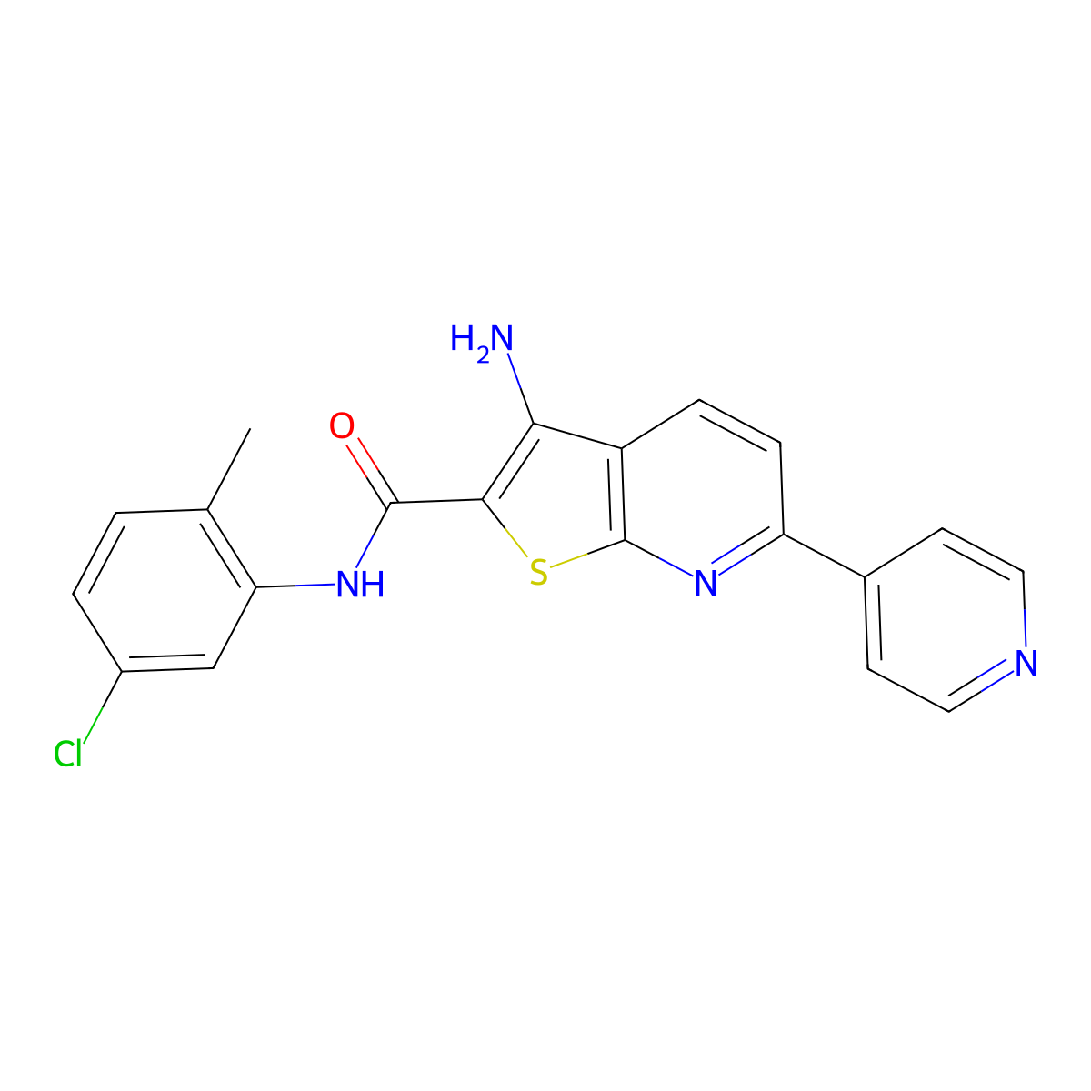 3-amino-N-(5-chloro-2-methylphenyl)-6-pyridin-4-ylthieno[2,3-b]pyridine-2-carboxamide molecular structure, CAS 625370-62-9