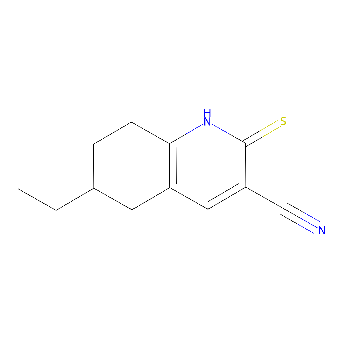 6-Ethyl-2-mercapto-5,6,7,8-tetrahydroquinoline-3-carbonitrile molecular structure, CAS 625370-73-2