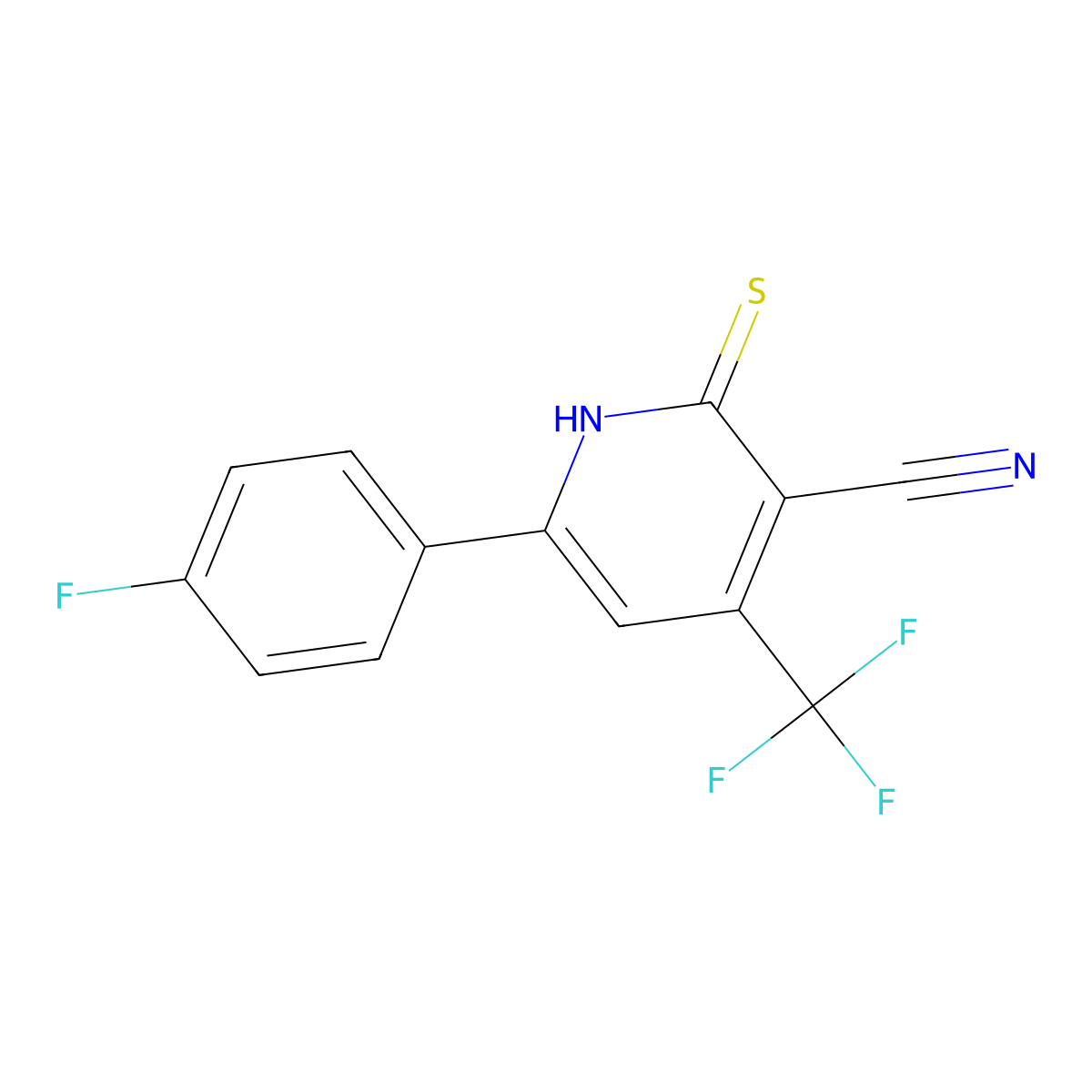 6-(4-Fluorophenyl)-2-thioxo-4-(trifluoromethyl)-1,2-dihydro-3-pyridinecarbonitrile molecular structure, CAS 625370-80-1