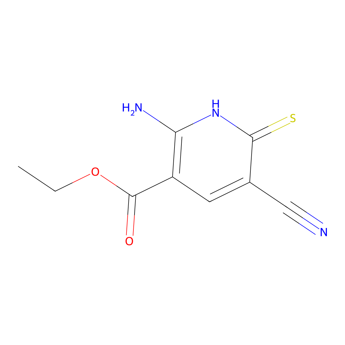 Ethyl 2-amino-5-cyano-6-sulfanylpyridine-3-carboxylate molecular structure, CAS 625370-81-2