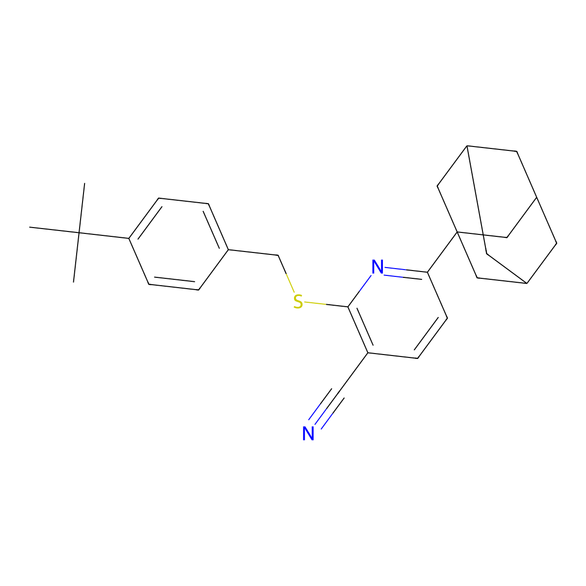 6-(1-Adamantyl)-2-[(4-tert-butylphenyl)methylsulfanyl]pyridine-3-carbonitrile molecular structure, CAS 625371-03-1