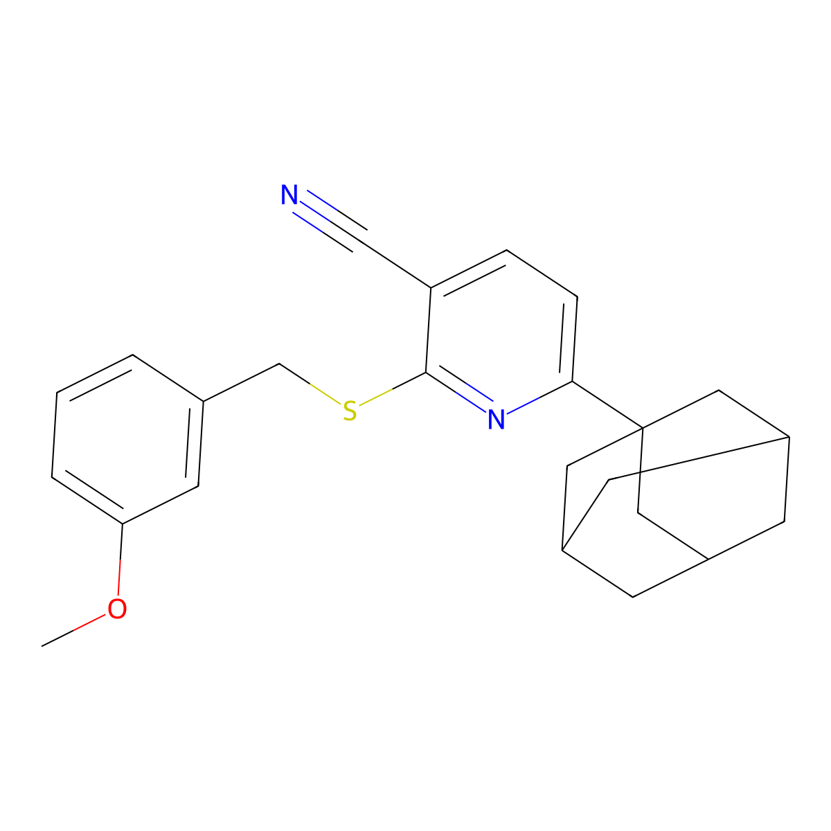 6-(1-Adamantyl)-2-[(3-methoxybenzyl)sulfanyl]nicotinonitrile molecular structure, CAS 625371-48-4