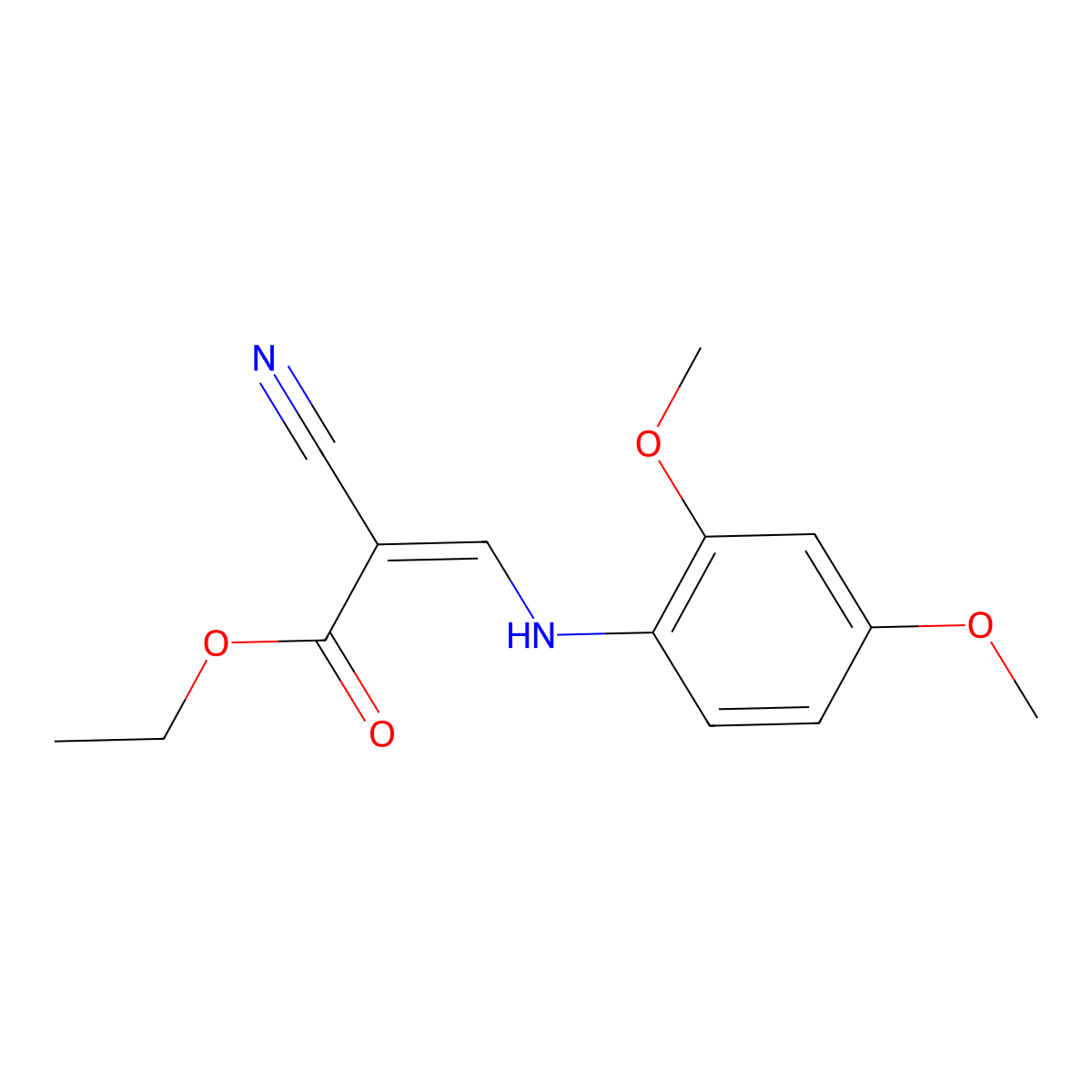 Ethyl 2-cyano-3-((2,4-dimethoxyphenyl)amino)prop-2-enoate molecular structure, CAS 625373-24-2