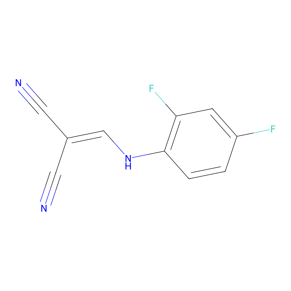 (((2,4-Difluorophenyl)amino)methylene)methane-1,1-dicarbonitrile molecular structure, CAS 625373-40-2