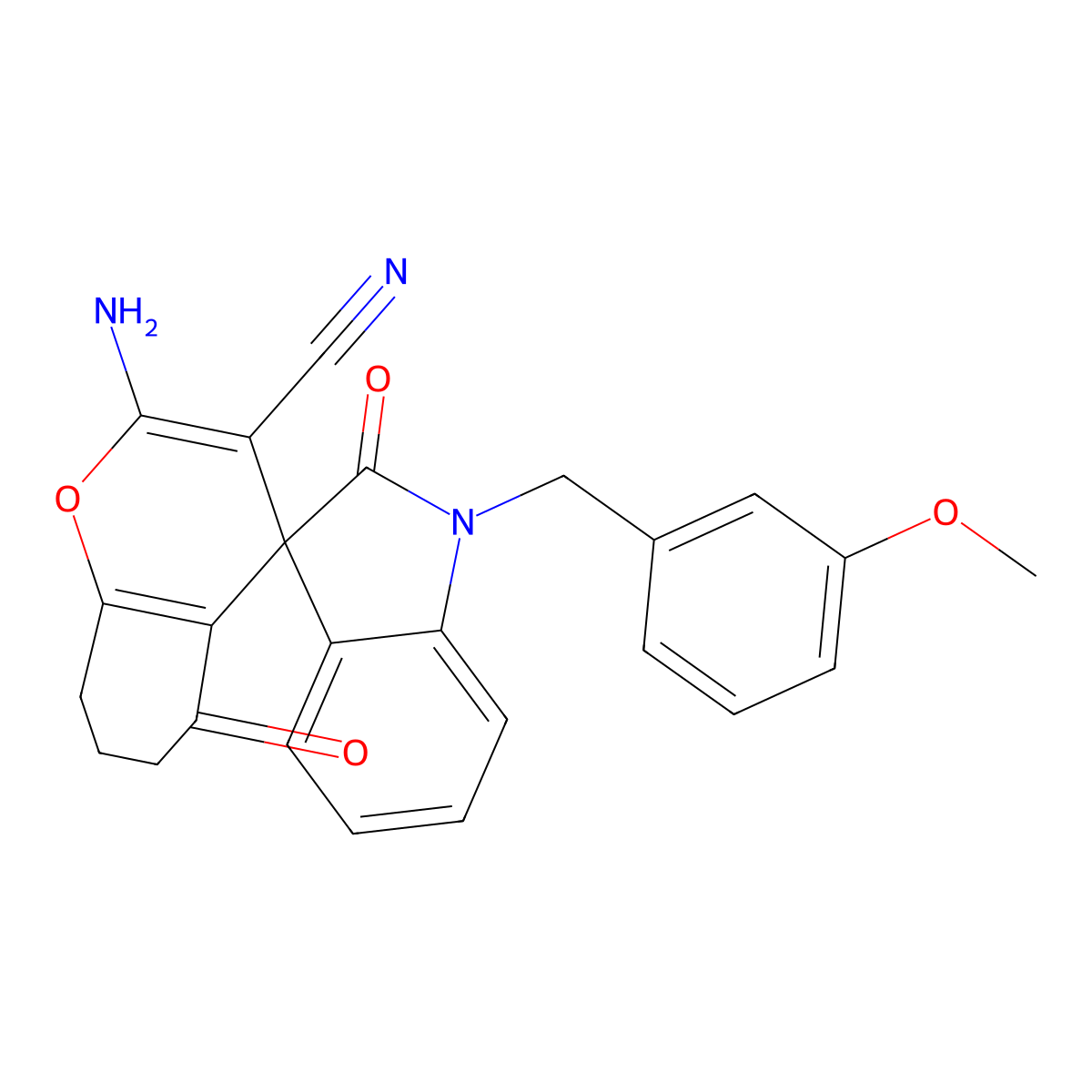 2-amino-1'-[(3-methoxyphenyl)methyl]-2',5-dioxospiro[7,8-dihydro-6H-chromene-4,3'-indole]-3-carbonitrile molecular structure, CAS 625374-03-0
