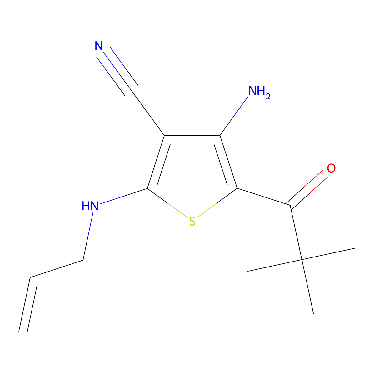 2-(Allylamino)-4-amino-5-(2,2-dimethylpropanoyl)-3-thiophenecarbonitrile molecular structure, CAS 625376-33-2