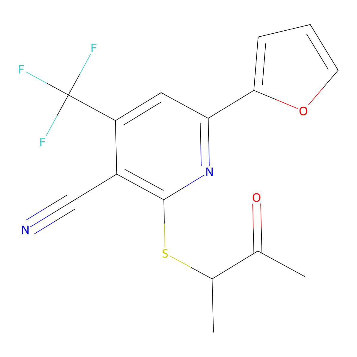 6-(Furan-2-yl)-2-(3-oxobutan-2-ylsulfanyl)-4-(trifluoromethyl)pyridine-3-carbonitrile molecular structure, CAS 625376-50-3