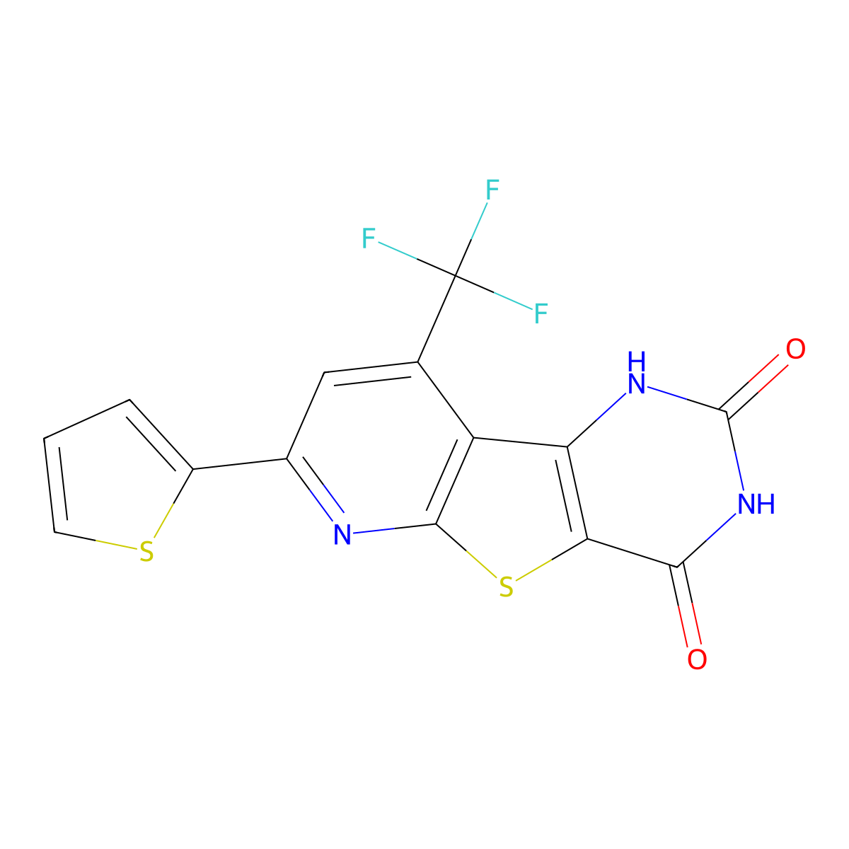 6-Hydroxy-11-(thiophen-2-yl)-13-(trifluoromethyl)-8-thia-3,5,10-triazatricyclo[7.4.0.0^{2,7}]trideca-1(9),2(7),5,10,12-pentaen-4-one molecular structure, CAS 625376-70-7